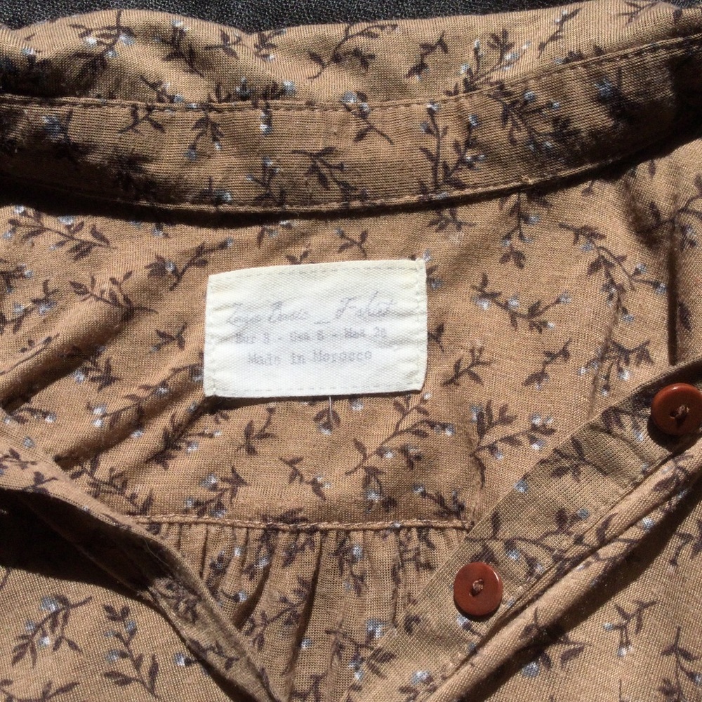 Zara Basic Brown Floral Peasant Blouse - image 5